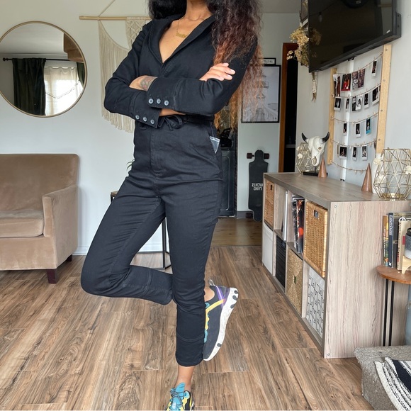 Free People Black Denim Jumpsuit - Picture 4 of 6